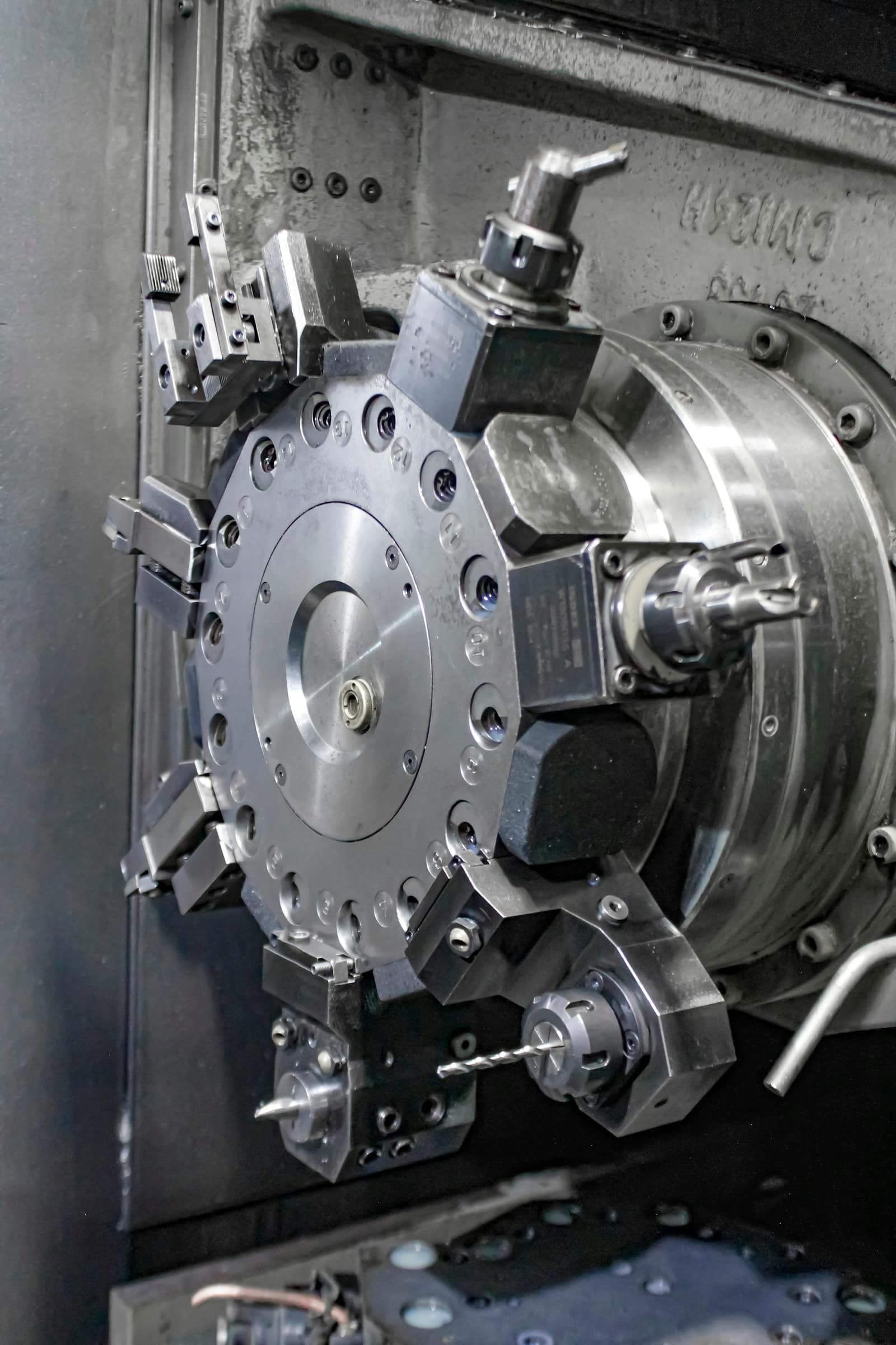 CNC machining turret in an industrial shop